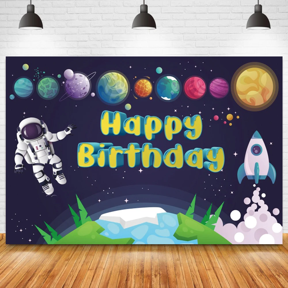 

Фон для фотосъемки с изображением космоса планеты мультфильмов день рождения детей астронавт Приключения мальчика Вечеринка фон торта бан...