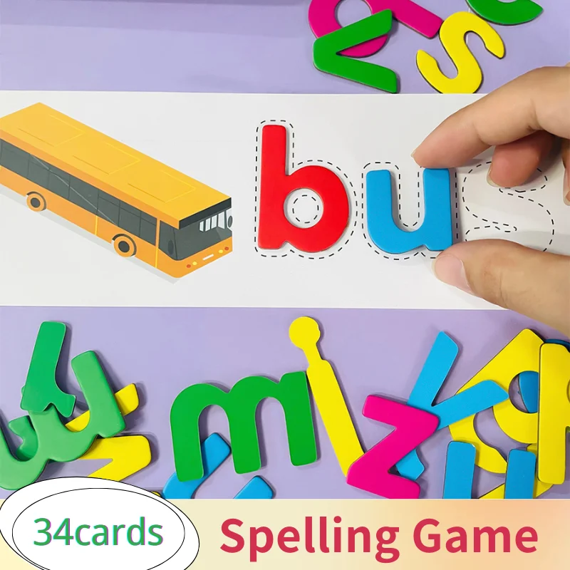 

English Alphabet Spelling Educational Toys for Kids Toddler Spell Learn Language Toys Matching Letter Sight Words Learning Cards