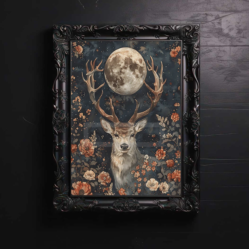 

Винтажный постер с цветами и животными на холсте