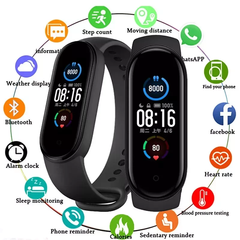 

M5 Smart Band Waterproof Sport Smart Watch Men Woman Blood Pressure Heart Rate Monitor Fitness Bracelet For Android IOS