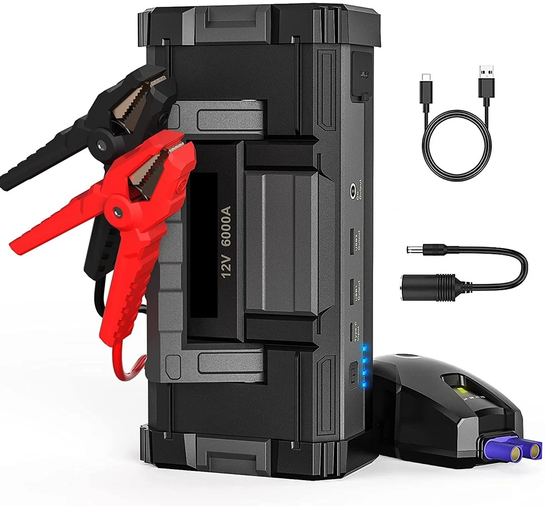 

Powerful Car Jump Starter With Dual USB Quick Charge 6000A 32000mAh Car Battery Jump Starter(for All Gas Or Upto 12L Diesel)