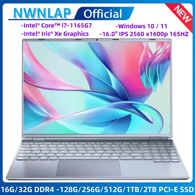 

2023 Touch ID Gaming Laptop Notebooks 11th Gen Intel Core i7-1165G7 Iris Xe Graphics 16" 2560*1600 165HZ IPS 16GB RAM +1TB SSD