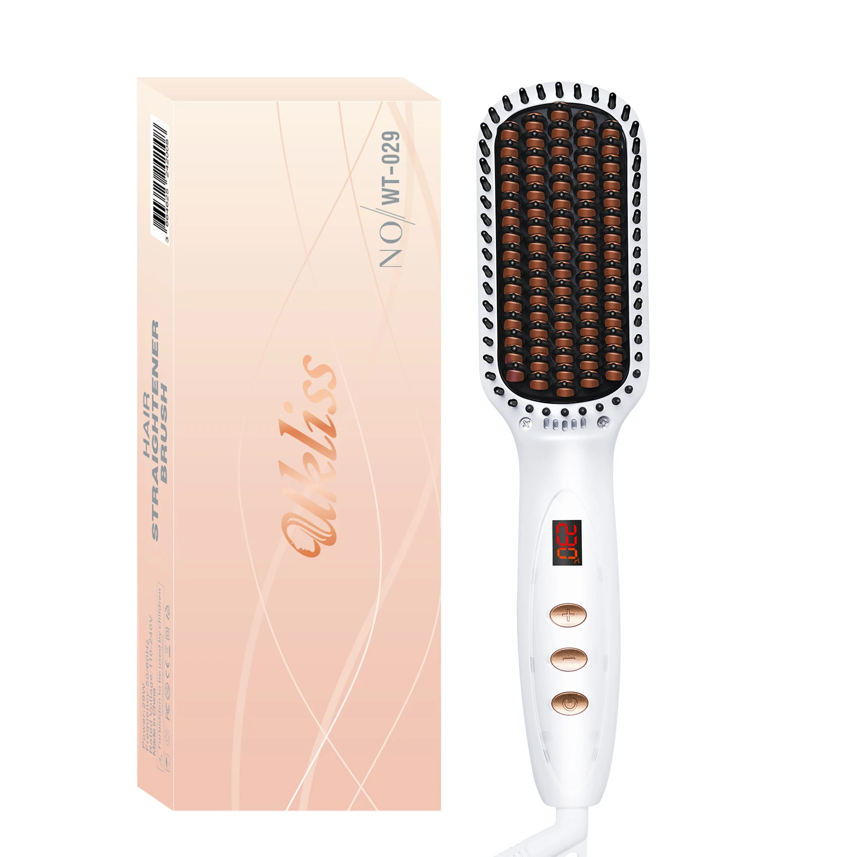 UKLISS Hair Straightener Brush Beard Hot Comb Anti-scalding LED Display Temp Ceramic Electric Straightening Comb Hair Brush