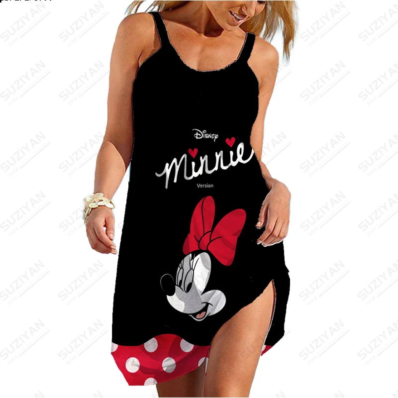 

2023 New Winnie Bear 3D Printed Beach Skirt Loose Sun Skirt Sleeveless Sexy Women's Dress Summer Beach Skirt Casual Strap Dress