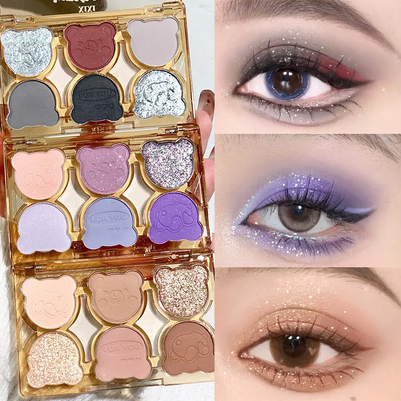 

6 Colors Eye Shadow Palette Iris Purple Glitter Pearly Eyeshadow Palette Fashion Korean Shiny Eye Shadow Charming Makeup