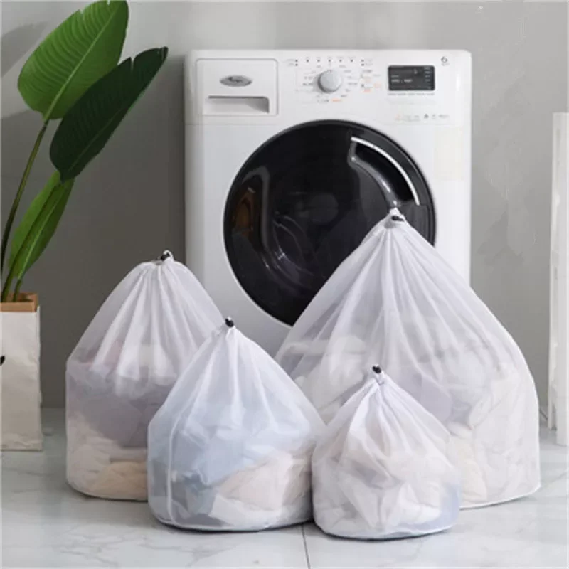 

Mesh Bags Drawstring Net Laundry Saver Mesh Washing Pouch Strong Washing Machine Thicken Net Bag Laundry Bra Aid Pack