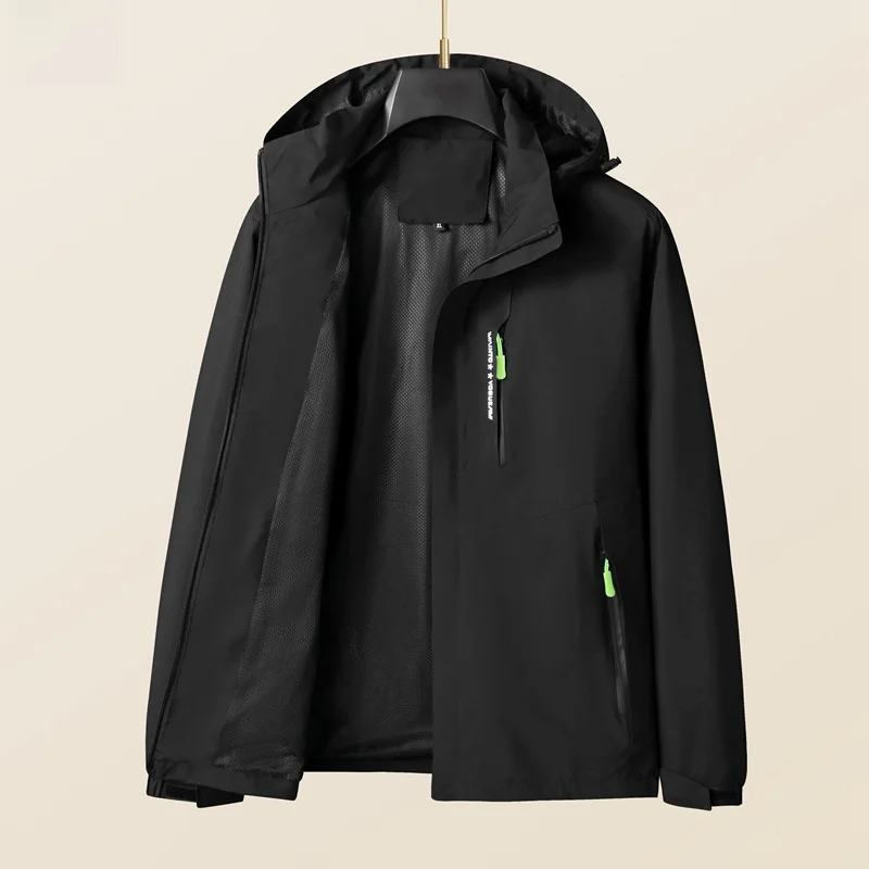 Мужская одежда больших размеров куртка со съемной шапкой уличная ветрозащитная