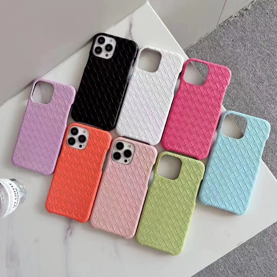 

Fashion Weave Luxury Solid Leather 13proMax Case For iPhone 13pro 12 11 Pro Max Half Bag Mini iX XR XsMax 7 8 Plus phone case 13