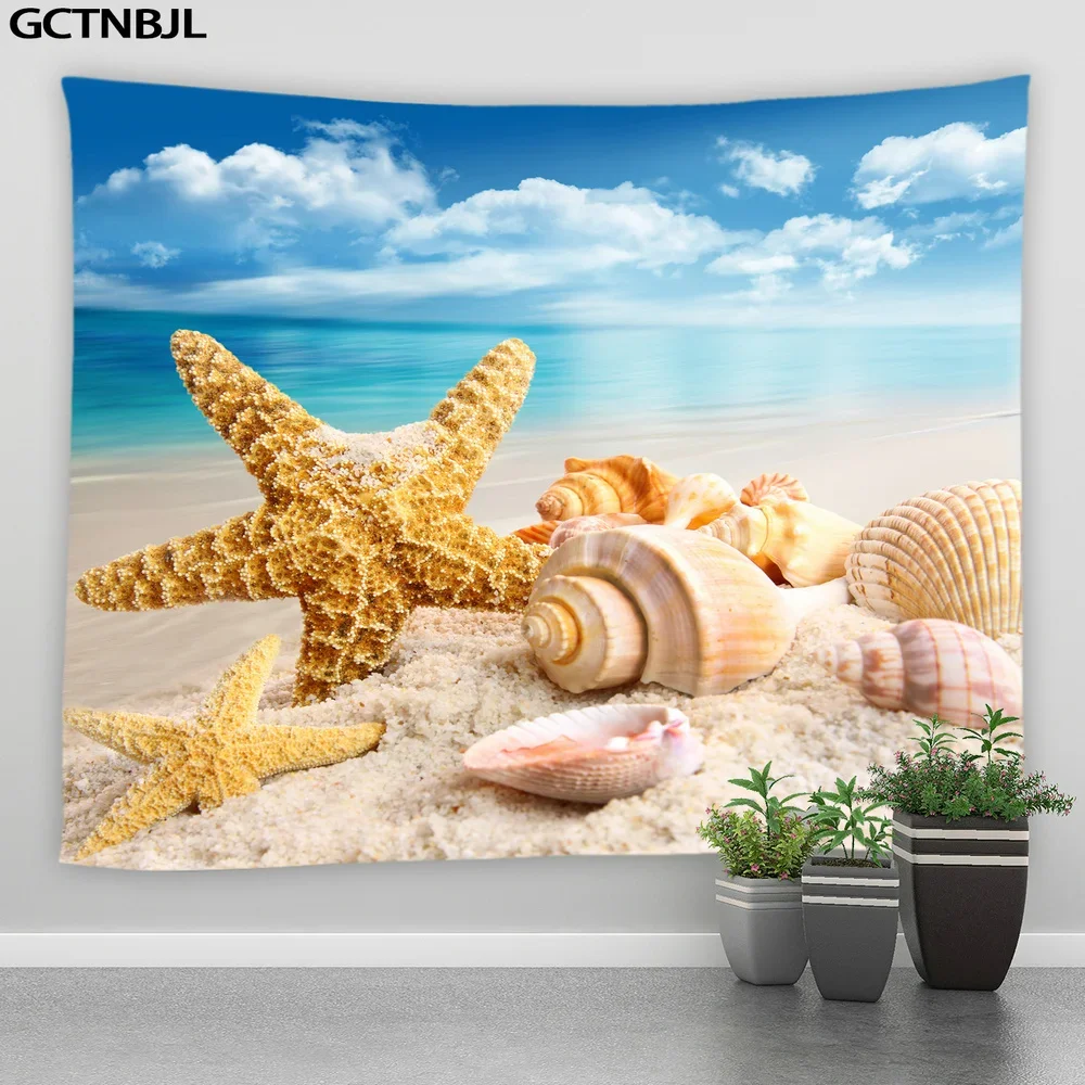 Океанский пейзаж настенный гобелен морская волна солнечный свет пляжный