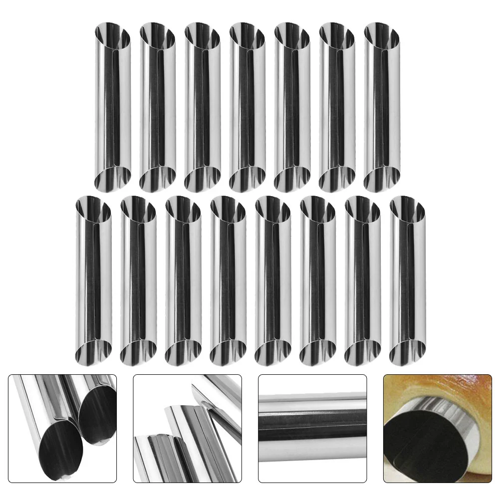 

15Pcs Stainless Steel Cream Horn Danish Pastry Molds Cannoli Tubes (Silver)