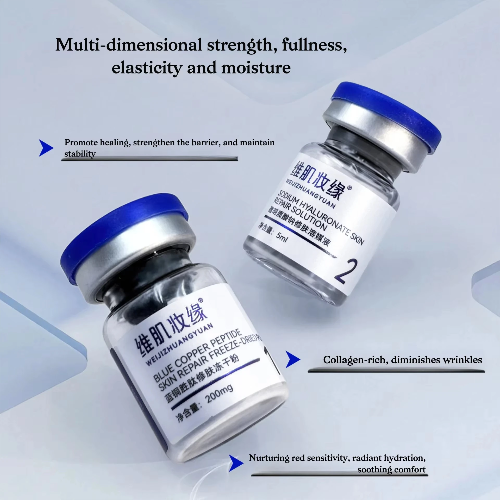 Фото GHK-Cu Blue Copper Peptide Powder Facial Essence: Восстановление кожного барьера, увлажнение, омоложение и повышение эластичности №2