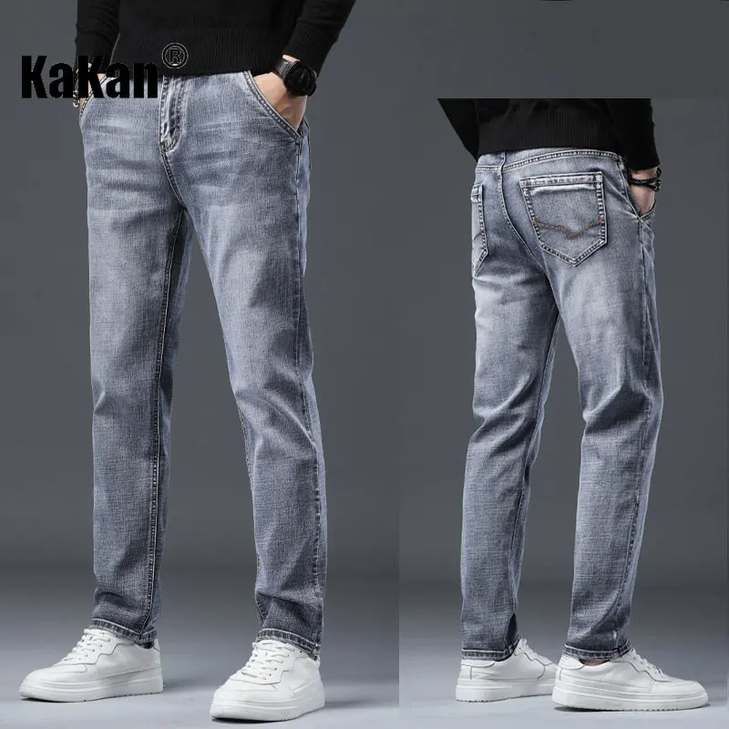 Kakan - Korean Version of New Straight Tube High-end Trendy Jeans for Men, Thin Stretch Casual Long Jeans K42-1213