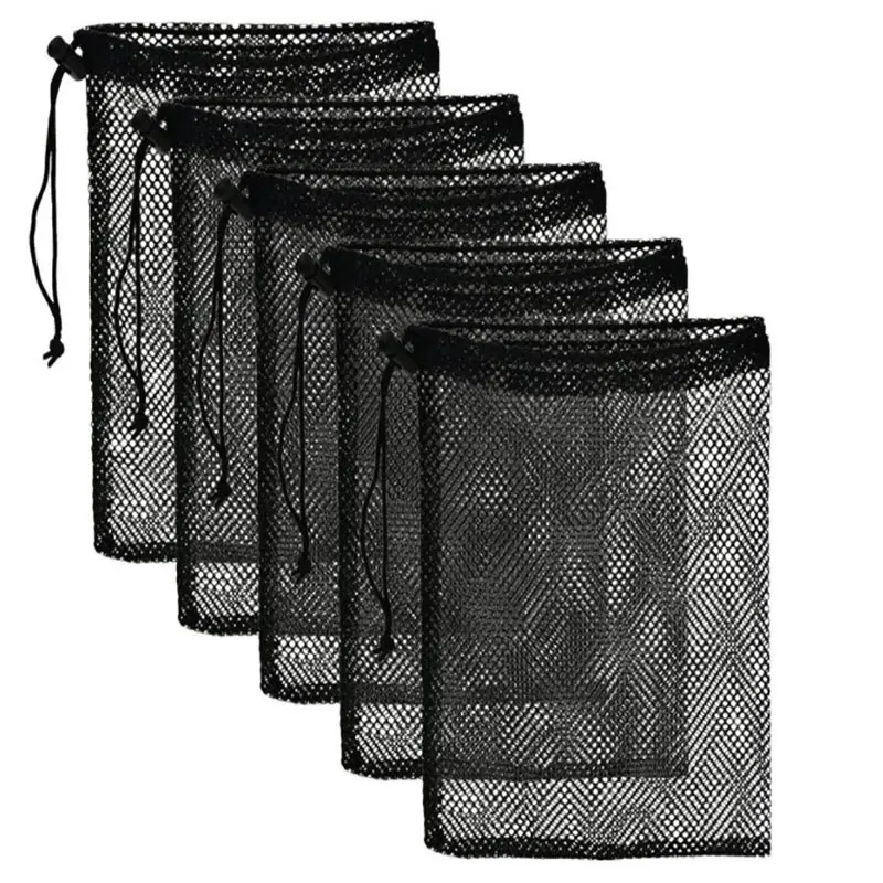 

1pc Mesh Stuff Sack Durable Nylon Mesh Drawstring Laundry Bag for Rinsing Beach Toys Swimming Camping Travel Outdoor Tool Bag