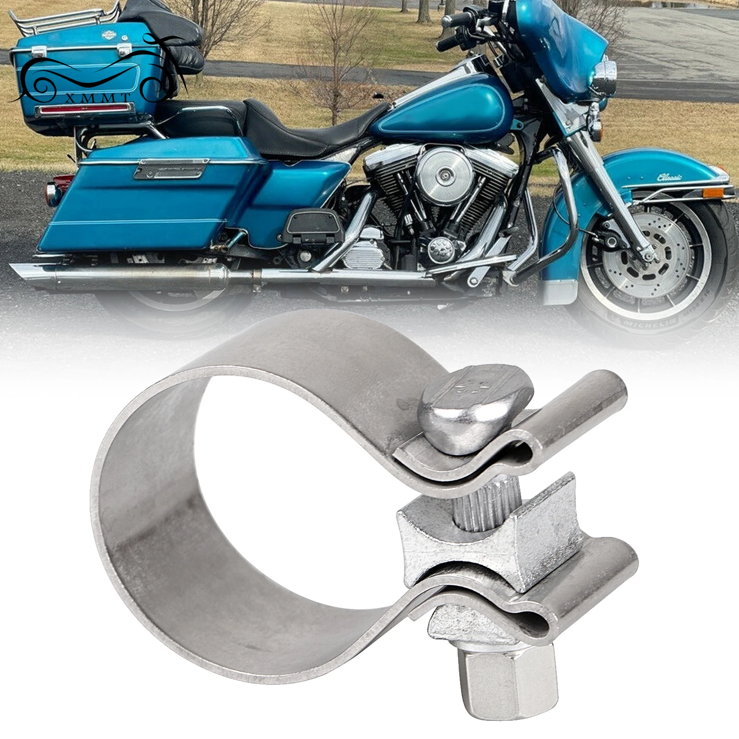 Выхлопной зажим из нержавеющей стали для мотоцикла 1 75 дюйма подходит Harley Touring