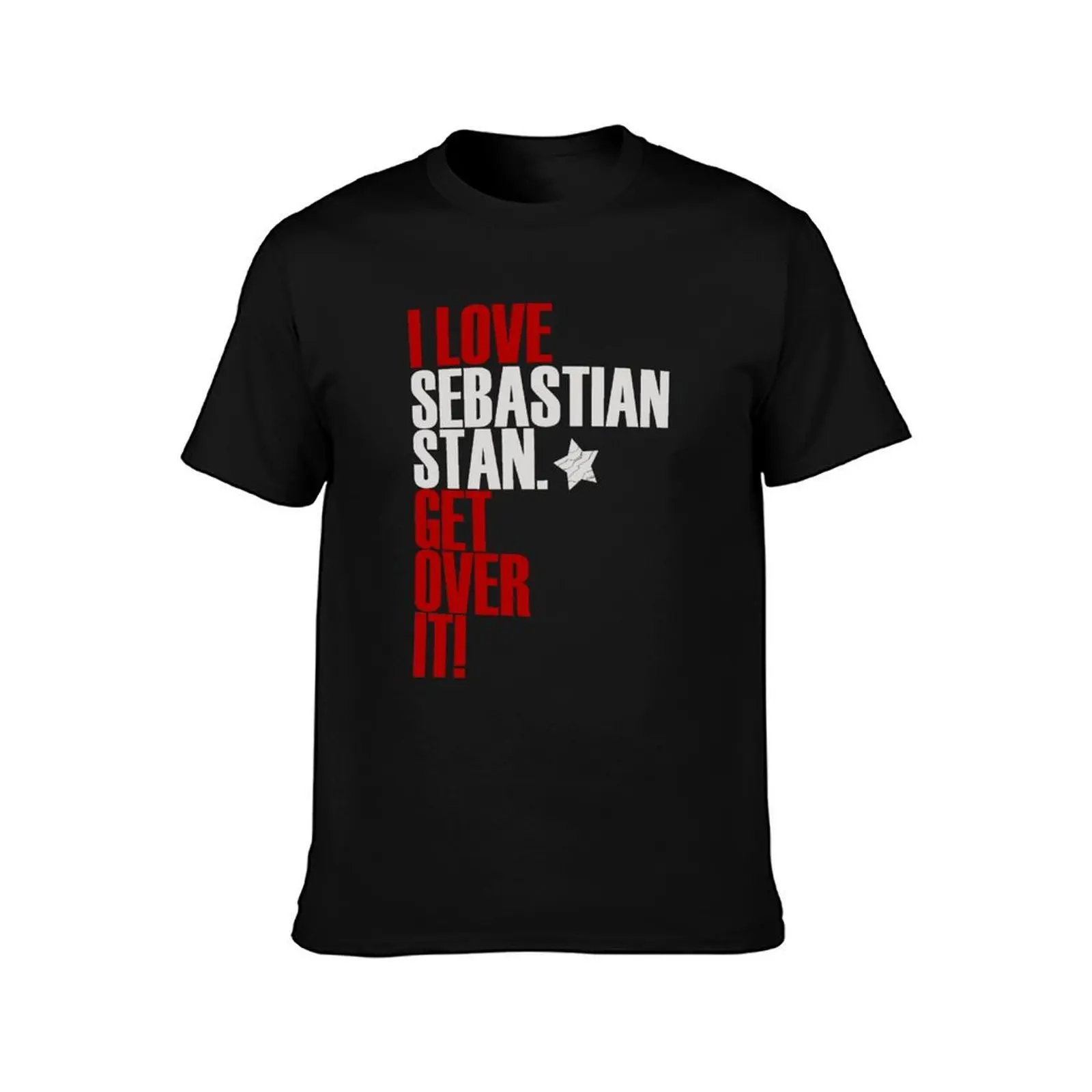Фото Футболка I love Sebastian Stan get over it, долговечная повседневная футболка №2