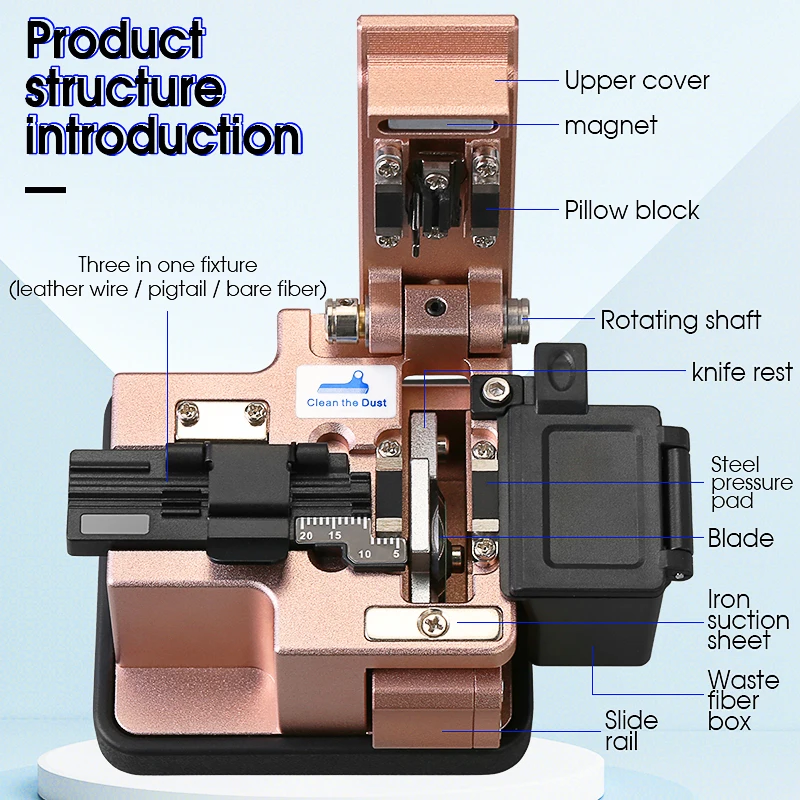 Fiber Cleaver AUA-X3 Cable Cutting Knife FTTT Fiber Optic Knife Tools Cutter High Precision Cleavers 24 Surface Blade
