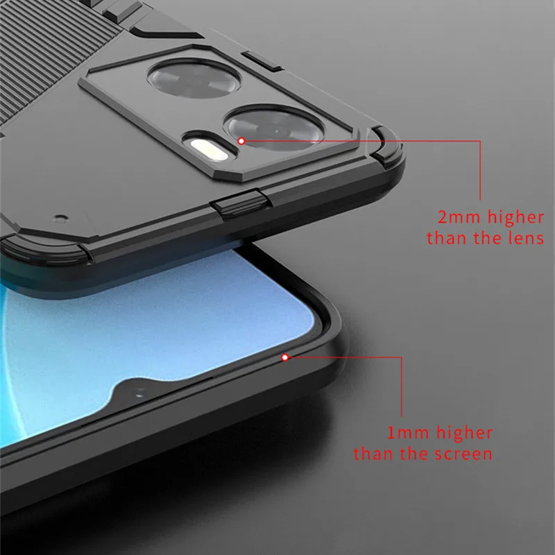 For OPPO A57 4G Case For OPPO A57 Cover Punk Stlye Hard Armor PC Shockproof Silicone Bumper For OPPO A57 4G Global 6.56 Inch