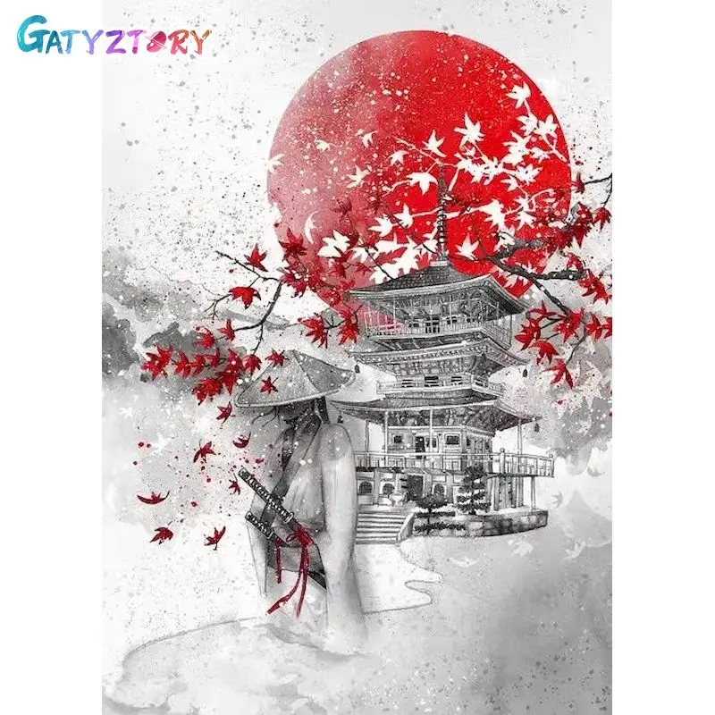 

GATYZTORY Black and red DIY Painting By Numbers Scenery Kits Coloring By Numbers Unique Gift Home Wall Art Decor 40x50 Artwork