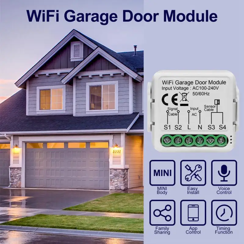 

CORUI Tuya WiFi Smart Garage Door Opener Controller Via Smart Life APP Support Alexa Google Home Assistant Alice Voice Control