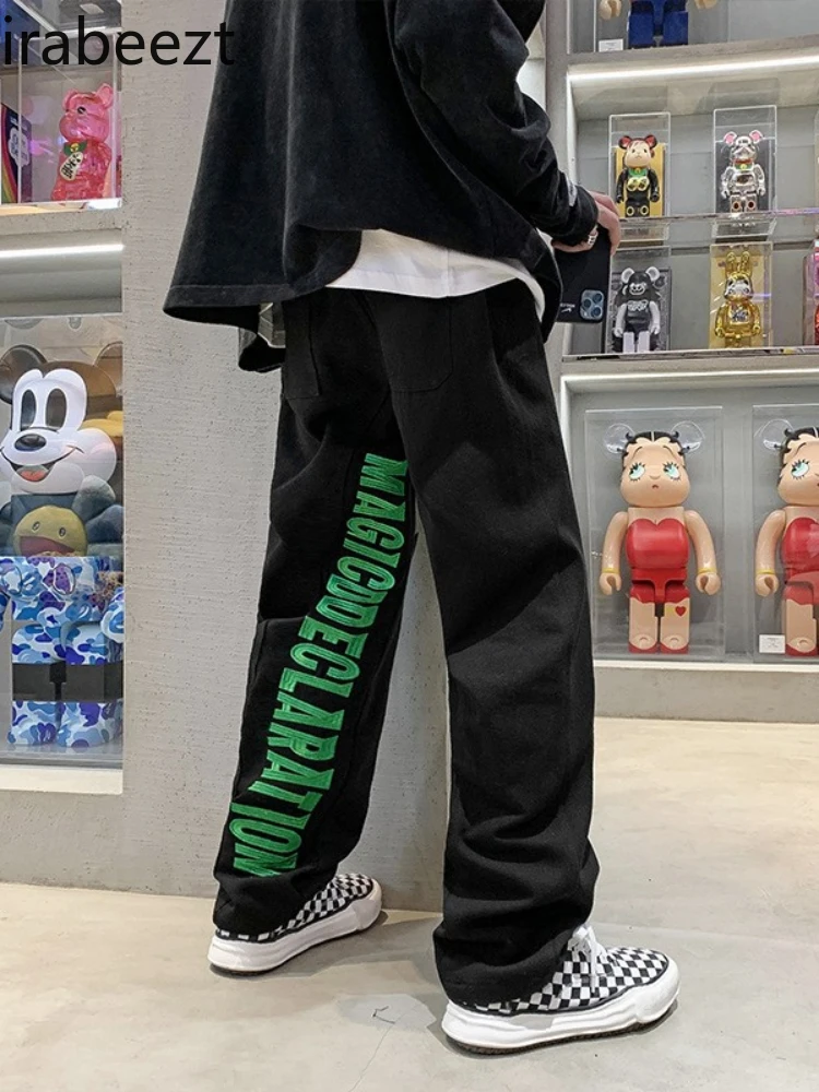 

Irabeezt European American High Street Jeans Women Straight Wide-leg Trousers Men 2022 Spring Autumn New Korean Fashion Trend
