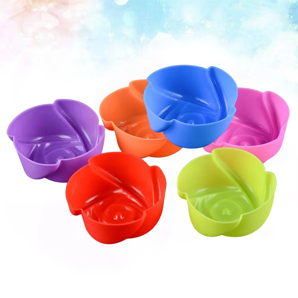 

8 Pcs Cake Cup Muffin Heart Shaped Pans Cupcake Mold Baking Silicone Liners Circle