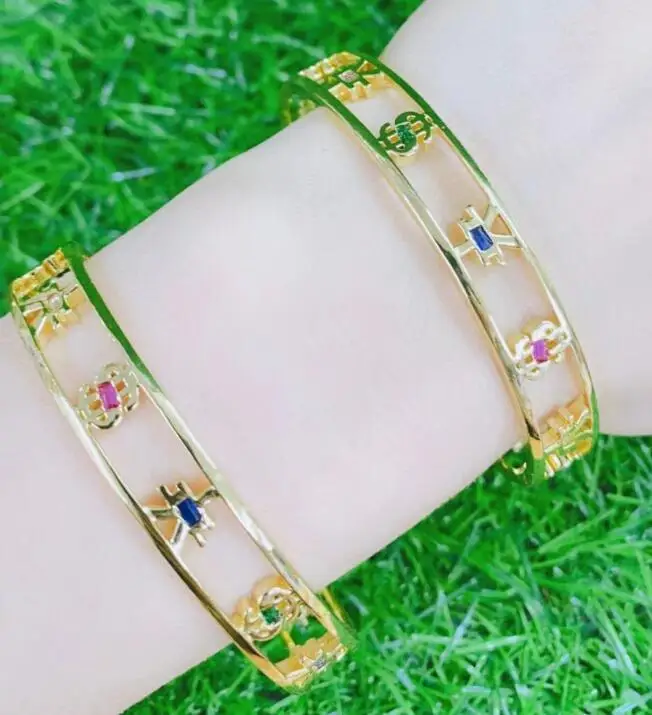 

New Fashion Crystal Zircon Enamel $ ¥ Bangle for Women Adjustable Open Cuff Bangles Best Party Wedding Jewelry Gift ds3a