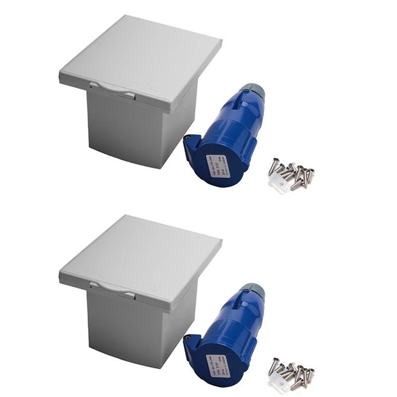 

2X RV Camper 220V-240V 16A External Flush Hook Up Waterproof Plug Socket