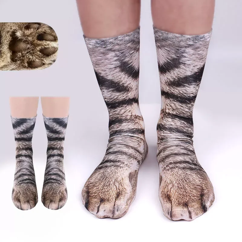 Autumn 3D Printing Animal Foot Children Sock for Baby Girl Unisex Birthday Gift Soft Kid Funny Parent-child Fashion Stuff