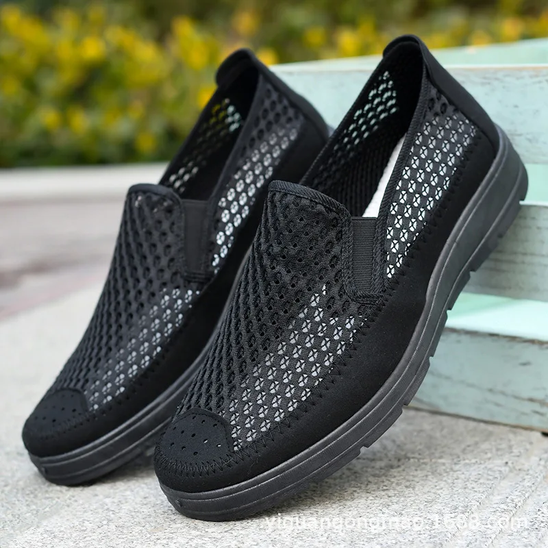 

Summer Men Shoes Mesh Breathable Male Casual Flats Shoes Slip On Men Loafers Non-Slip Work Shoes 2023