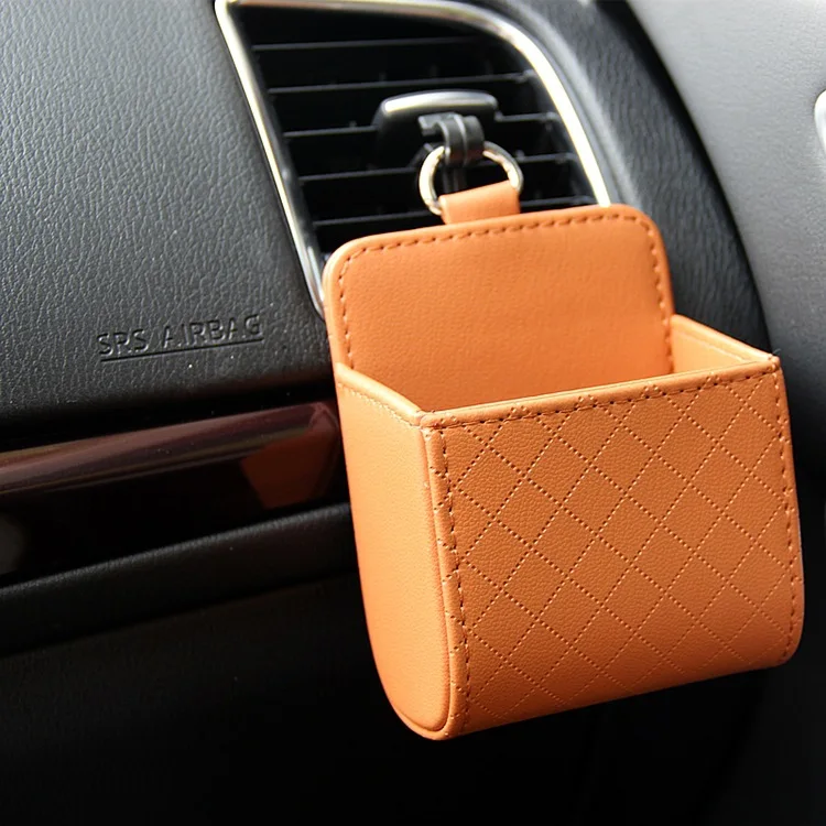 

1pc Car Storage Bag Air Vent Dashboard Tidy Hanging Leather Organizer Box Glasses Phone Holder Storage Organizer Car Accessorie