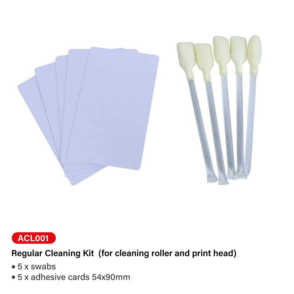

Compatible ACL001 Pack of 5 Adhesive Cards &5 Cleaning Swabs for Evolis Primacy Zenius Elypso Badgy100 Badgy200 Print Head