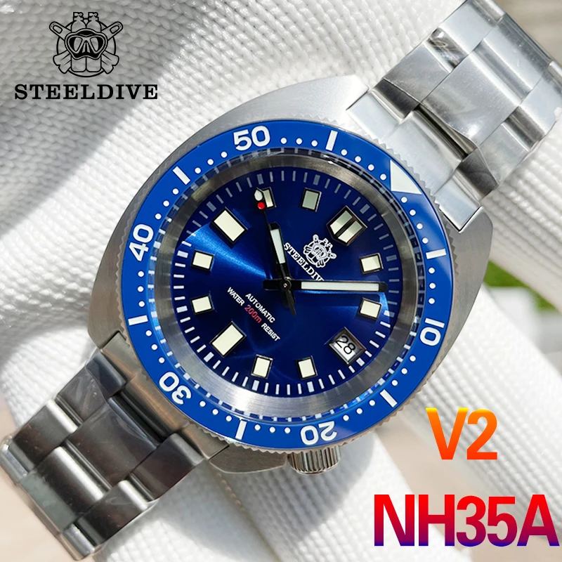 

STEELDIVE Men Diver Watch NH35 Sapphire Crystal For Mens Watches 200M Waterproof Super Luminous Automatic Mechanical Wristwatch