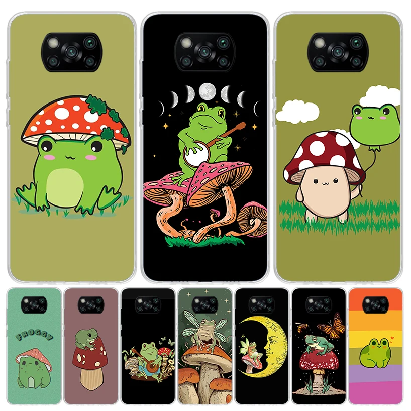 Чехол для телефона Cottagecore Frog Mushroom Kawaii Xiaomi Poco X6 X5 X4 X3 Nfc F6 F5 Pro F4 Gt F3 F2 F1 M5S M4 M3 Art Customized Co