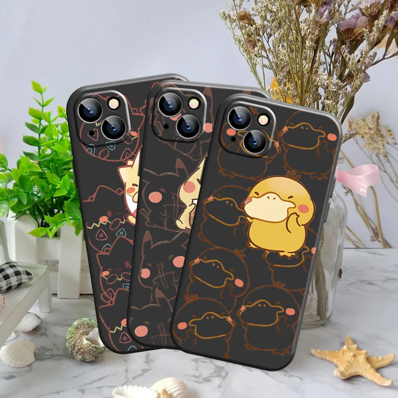 

Japan Pokemon Pikachu Phone Case For Apple iPhone 13 12 11 Pro 12 13 Mini X XR XS Max SE 6 6s 7 8 Plus Black Carcasa Soft Coque
