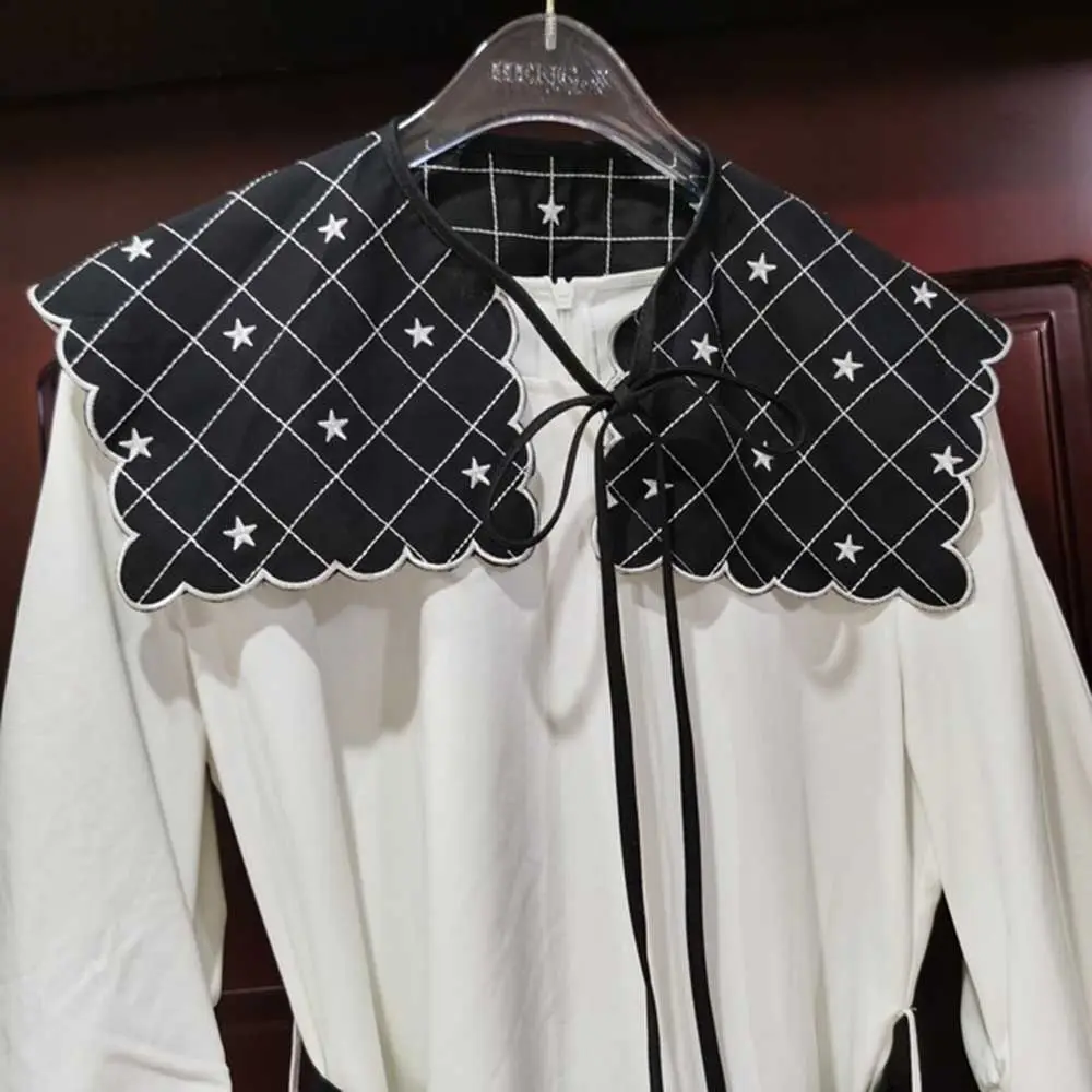 Многофункциональная кружевная рубашка искусственный воротник с вышивкой