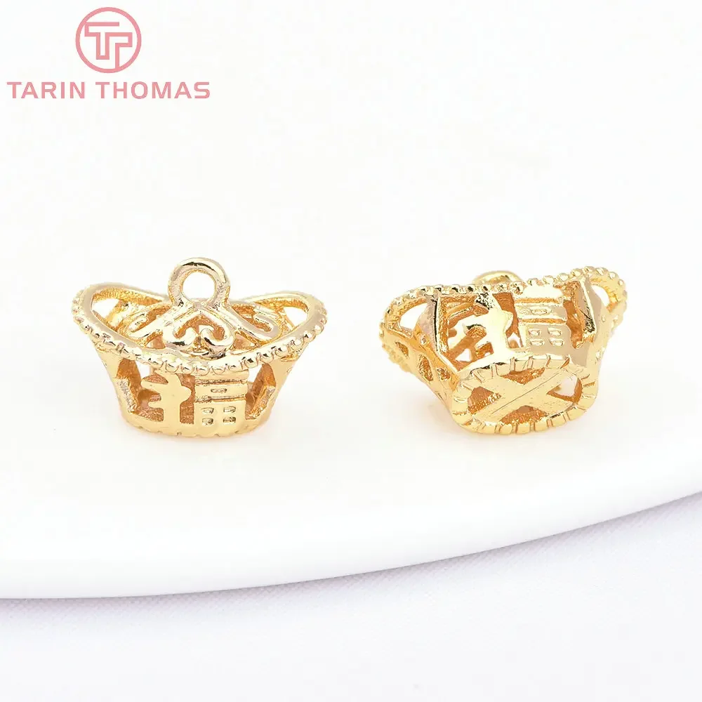 (1810) 10 шт. 11x7 5 мм 24 К позолоченные латунные золотые подвески Yuanbao высокого качества