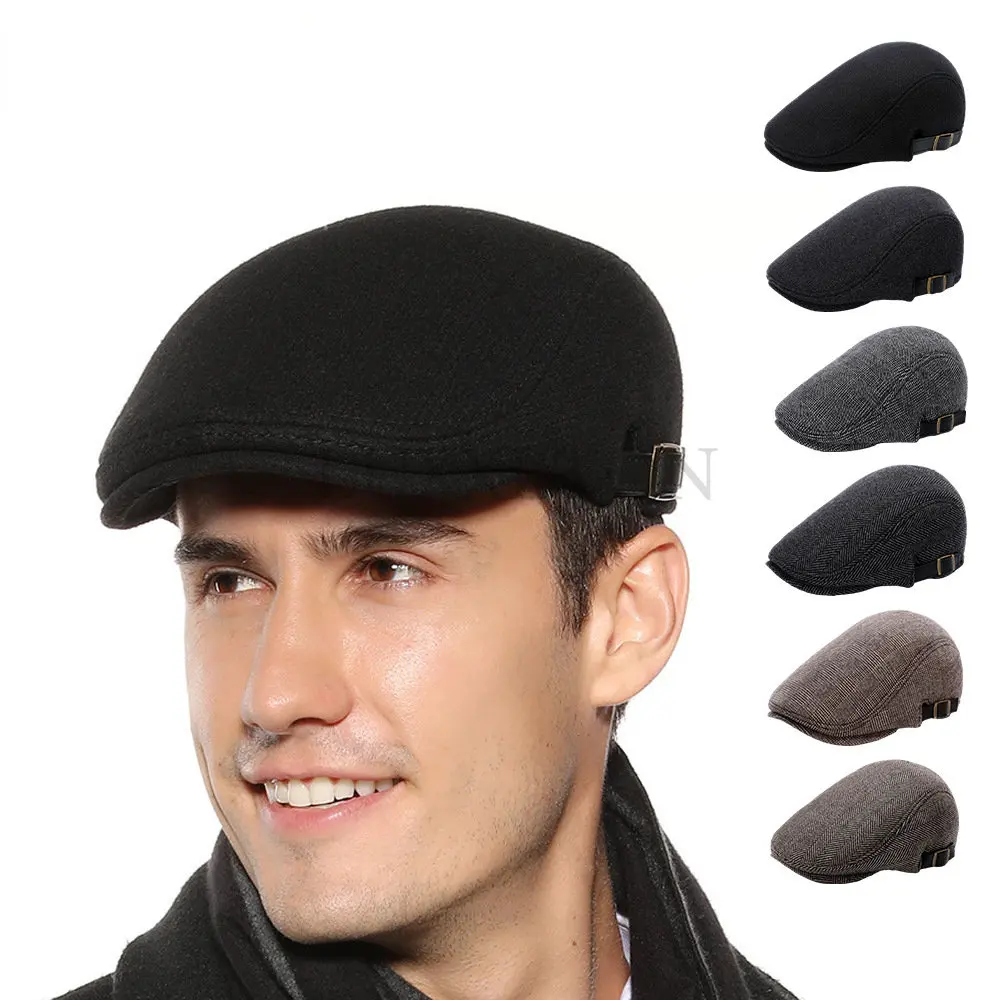 

Men Beret Newsboy Hats Classic Western Newsboy Caps Cotton Blend Beret Hat Flat Brim Adjustable Men Spring Berets Cap LUXXETON
