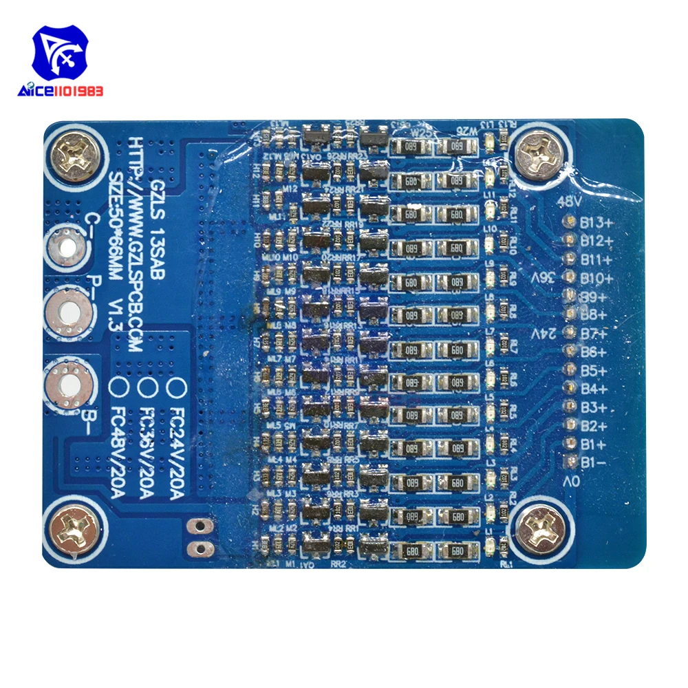 BMS 13S 48 В 20A/35A с балансирующей литий-ионной литиевой батареей защитная плата