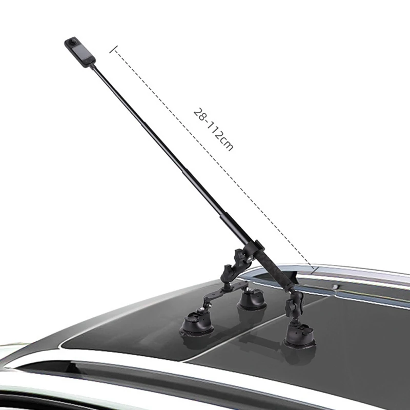 Car Suction Cup Mount Kit With Invisible Selfie Stick Ball Head Adapter For Insta360 X4 X3 Action Camera Accessories