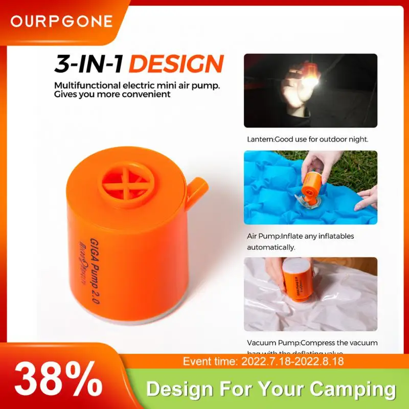 

GIGA Pump 2.0 Mini Air Pump Camping Portable Electric Inflator For Mattress Mat Swimming Ring Vacuum Camp Pump With 5 Nozzles