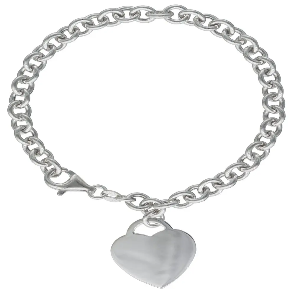 

Sterling Silver Heart Charm Bracelet 7.5inch White color
