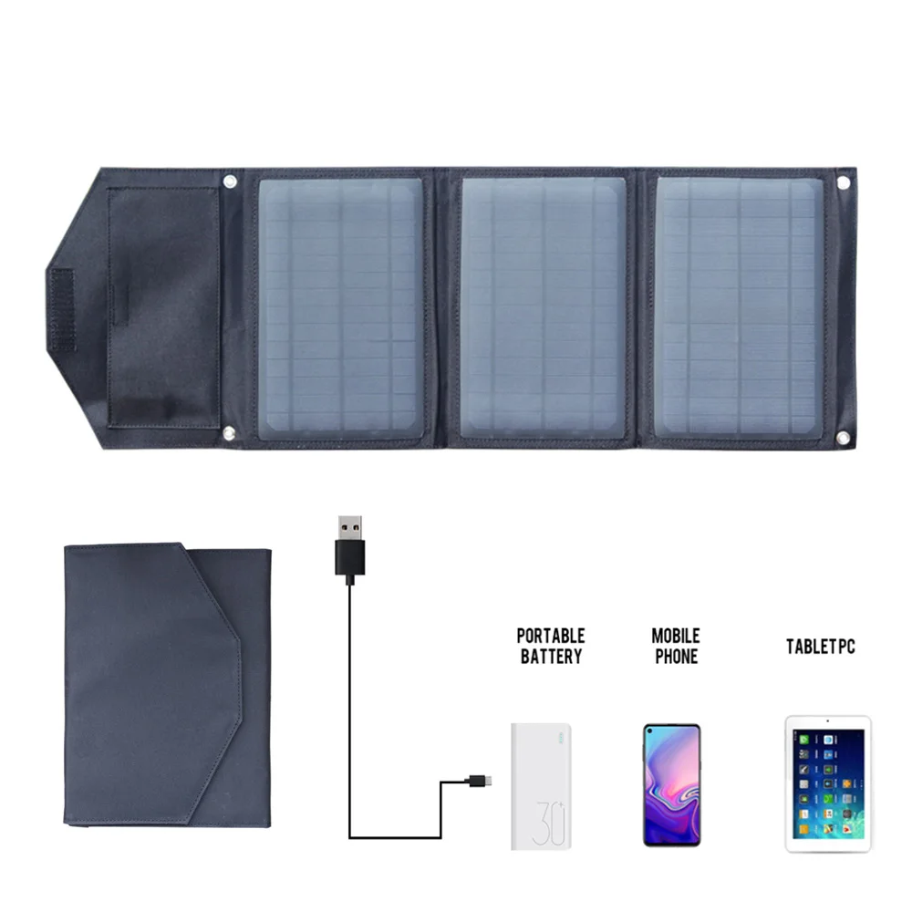 

21W Solar Charger Kit Dual USB Foldable Solar Panel 5V 1A 2A 3A Charger For Outdoor Mobile Phone/Power Bank/Battery Charge