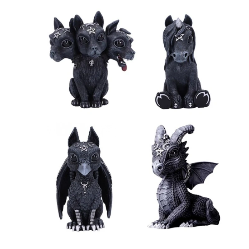 

Black Unicorn Ornament Messenger Flying Dragon Resin Crafts Table Top, Gateway, TV Cabinet Ornament Halloween Decoration
