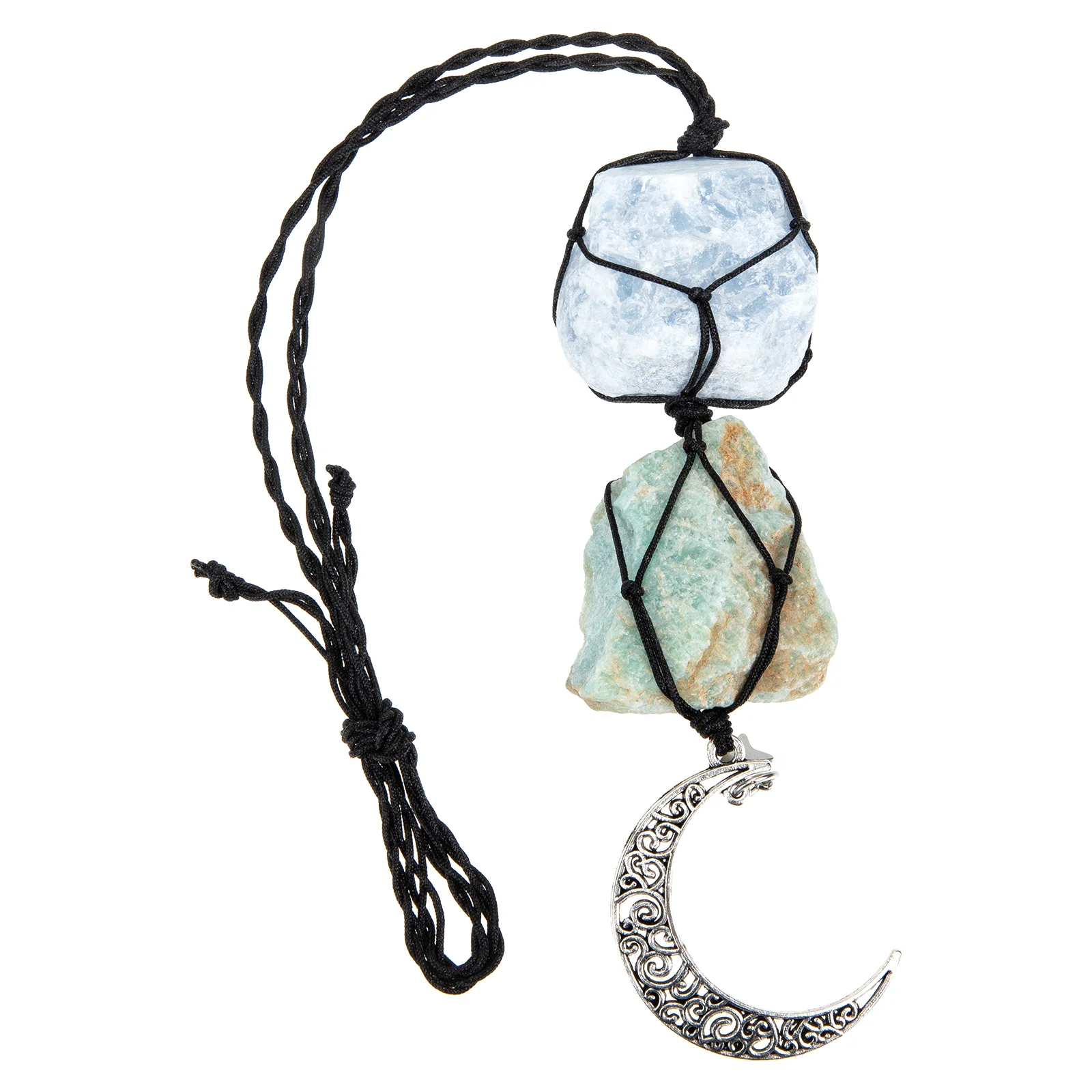 

Car Crystal Mirror Pendant Hanging Stone Ornament Decorations Window Rear View Charm Womenhangings Moon Natural Hanger Decors