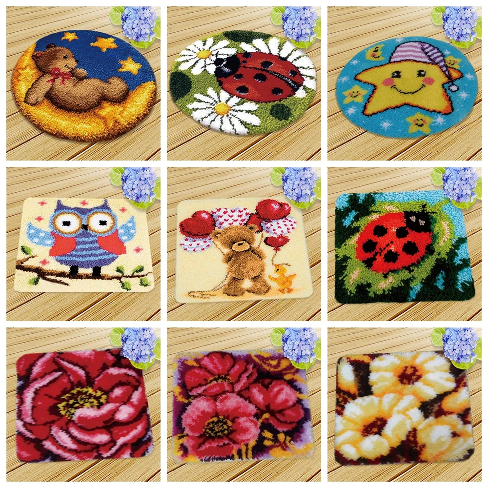 

Latch Hook Rug Kit Klink Haak Tapijt Flower Plant Pattern Smyrna Latch Hook Rug Kits Set For Needlework For Carpet Embroidery
