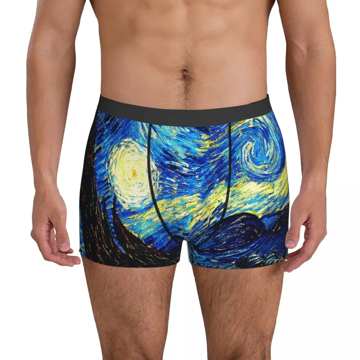 Starry Night Underwear Vincent Van Gogh Men's Panties Printed Comfortable Boxershorts Trenky Shorts Briefs Big Size
