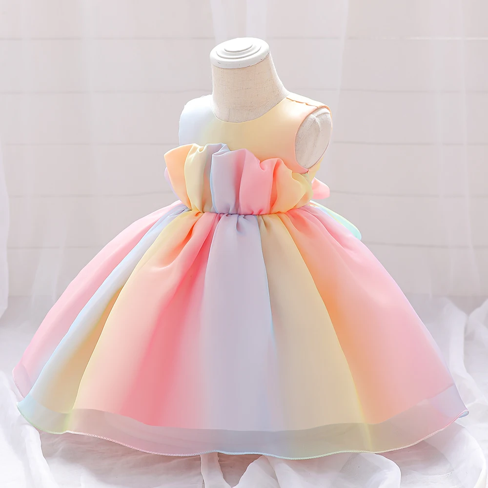 

FSMKTZ Baby Girl Clothes Colorful Tulle 1st Birthday Princess Dress for Girls Bridemaids Party Bow Dresses Prom Evening Costume