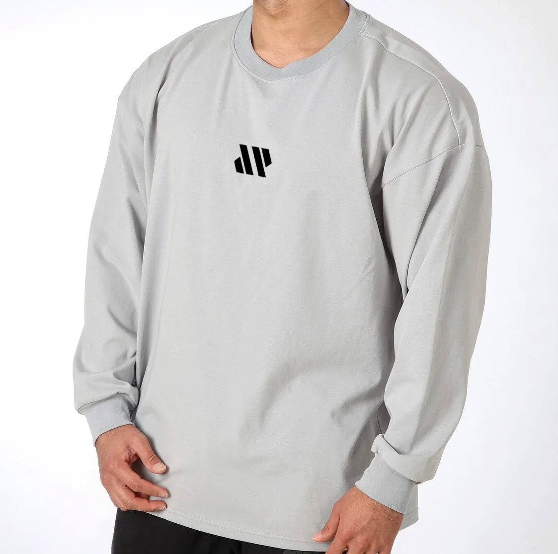 Мужская свободная футболка с длинным рукавом осенняя для тренировок мужские