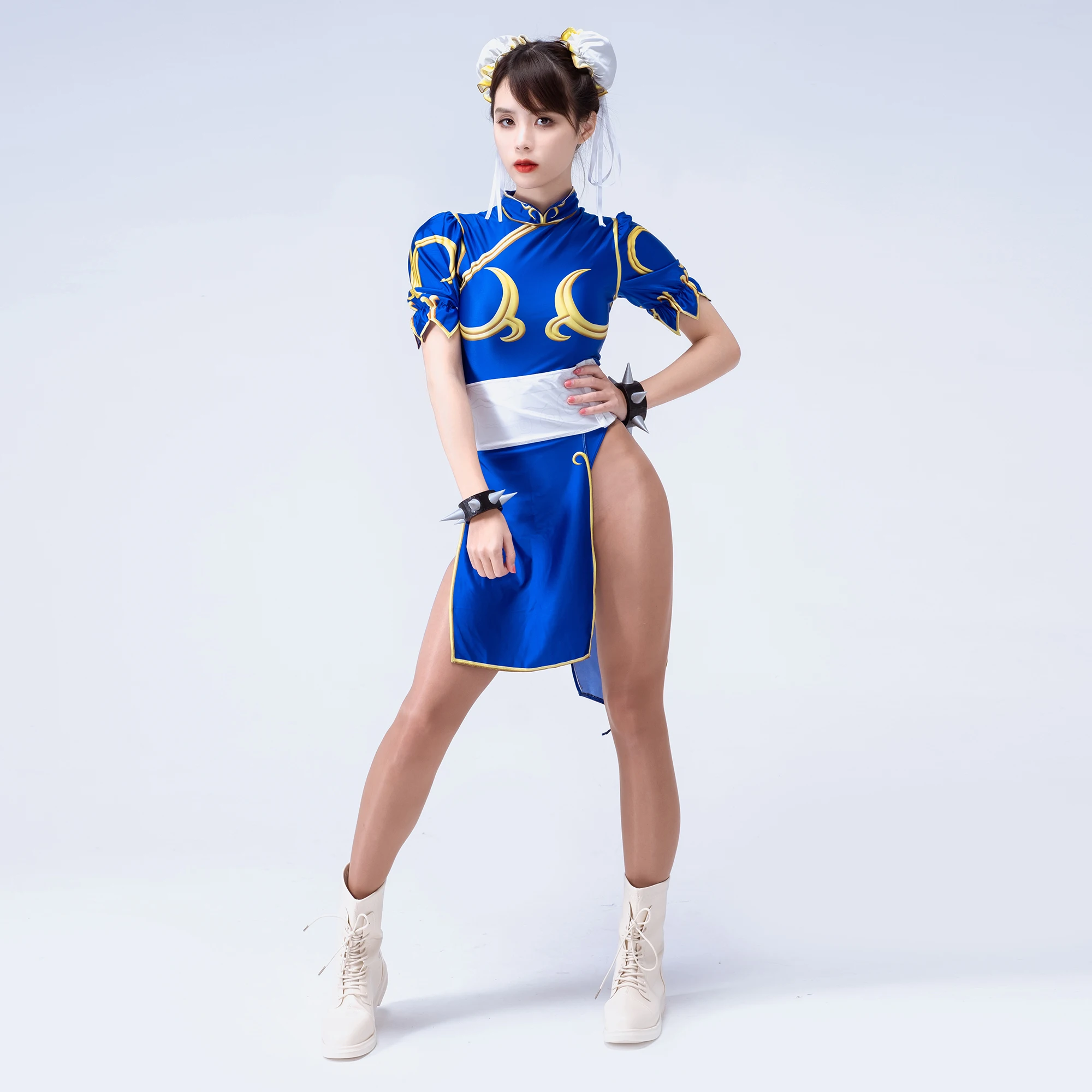 Синее платье Cheongsam вечерние костюмы на Хэллоуин Sutorito Faita Games Chun Li для косплея