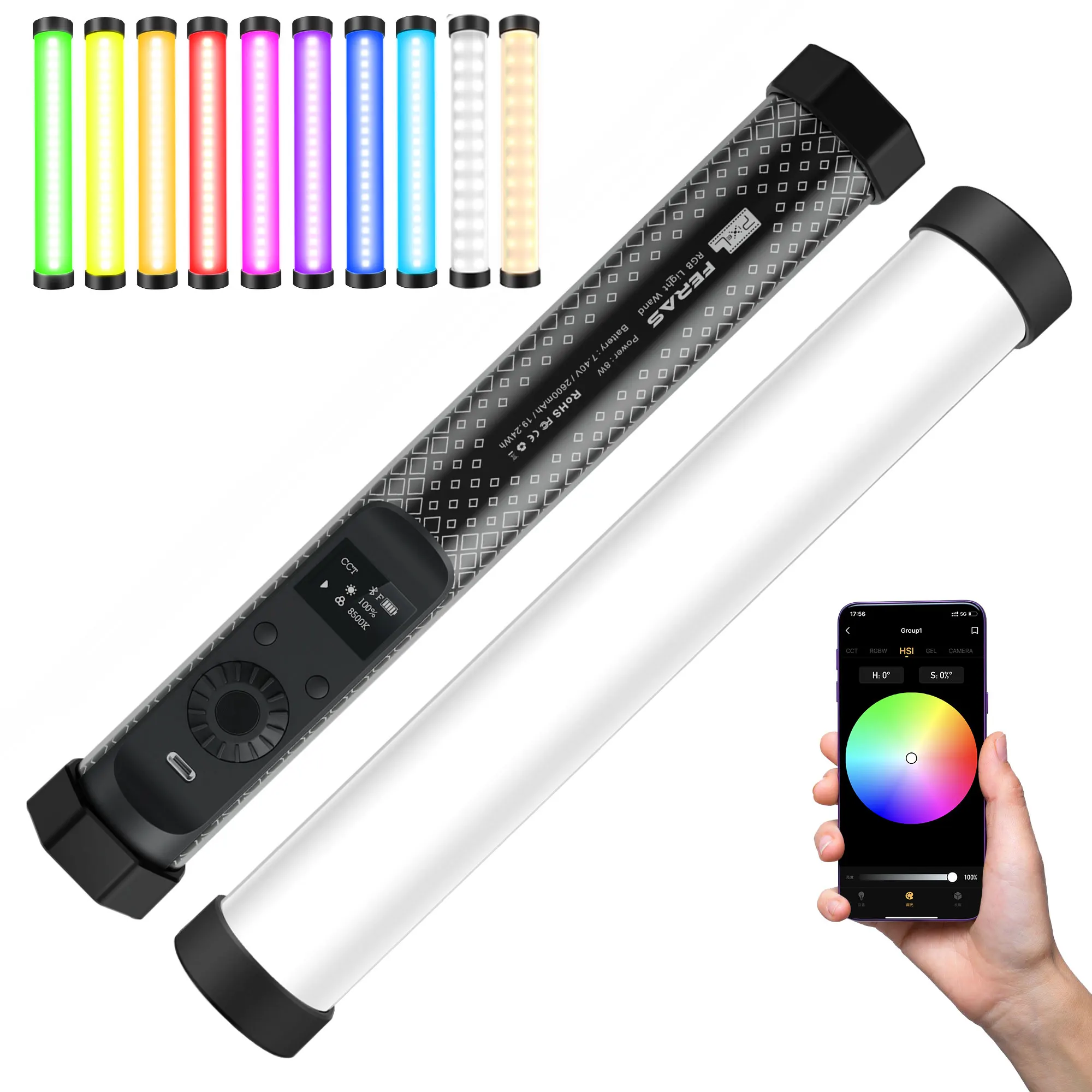 

PIXEL RGB Light Wand Photography Lighting Wand Handheld Rechargeable Video Light And it is Suitable for Creative Shooting, Live